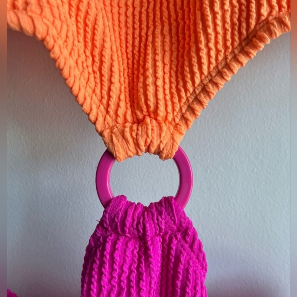 NWT Salt + Cove Monokini Swimsuit Orange & Hot Pink Size Large - Picture 2 of 4
